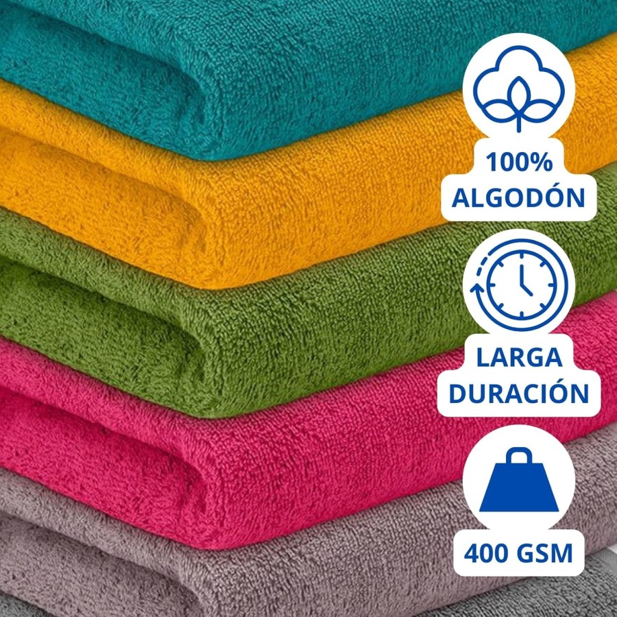 Pack 6 Paños Cocina Lisos 400 GSM 100% Algodón 50x50 cm | Multicolor | Deslan Internacional