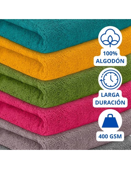 Pack 6 Paños Cocina Lisos 400 GSM 100% Algodón 50x50 cm | Multicolor | Deslan Internacional